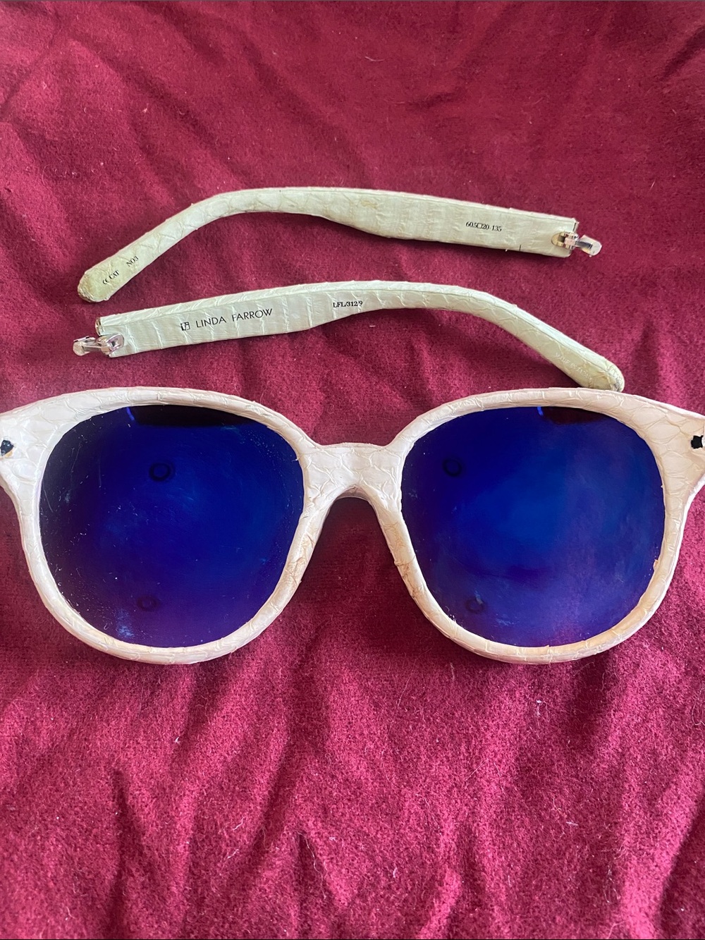 Linda Farrow Snake Skin Wrapped Oversized Sunglasses Rare Need Repair